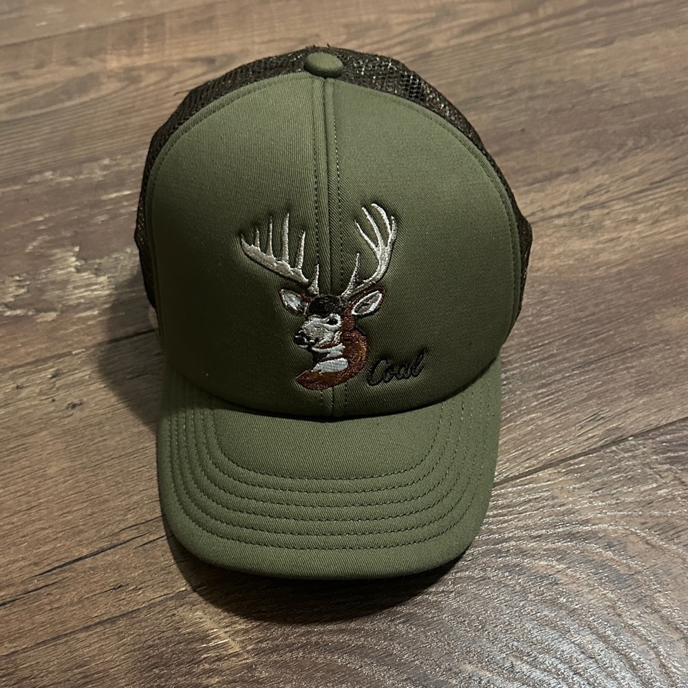Coal Olive Green Deer Embroidered Cap